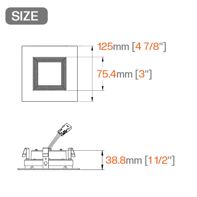 4'' Square Baffle Trim Retrofit Downlight