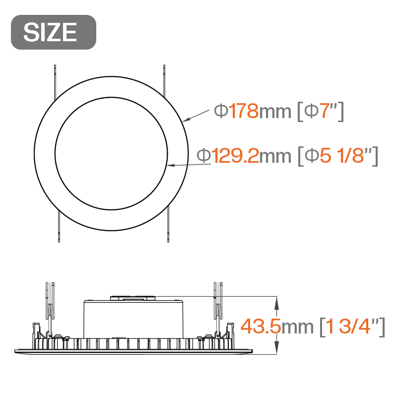 6'' Round Baffle Trim Flat Retrofit Downlights