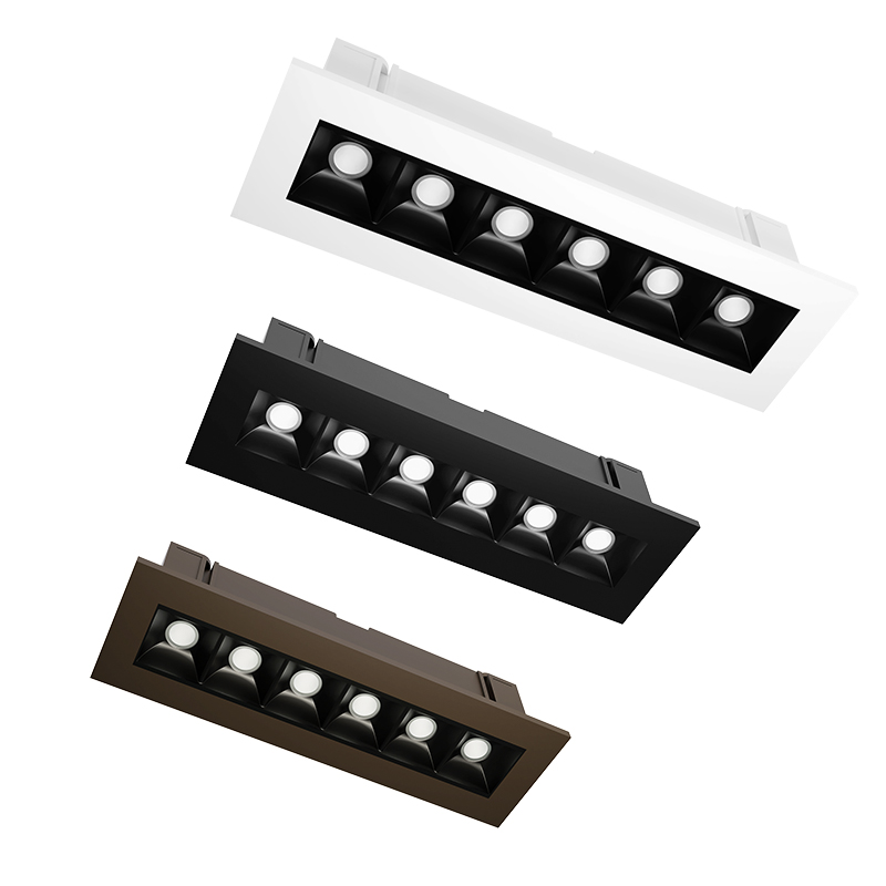 Square Six Heads Multiple Recessed Linear Light