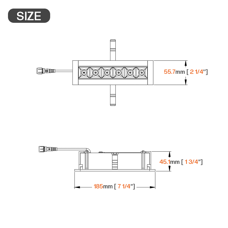 Square Six Heads Multiple Recessed Linear Light