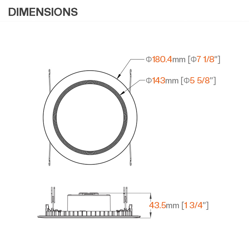 6'' Round Baffle Trim Flat Can Light -- 12W, 1000LM